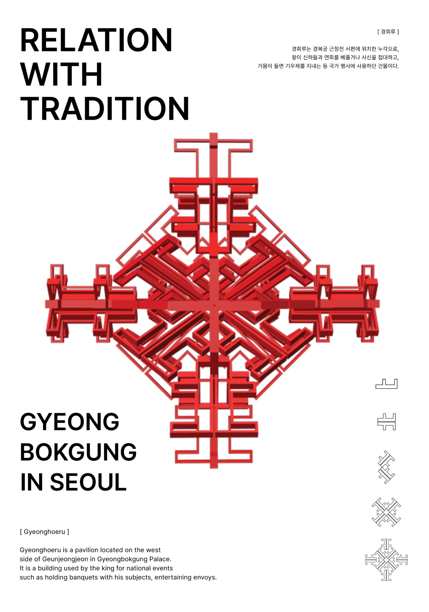 Gyeonghoeru modular poster in red